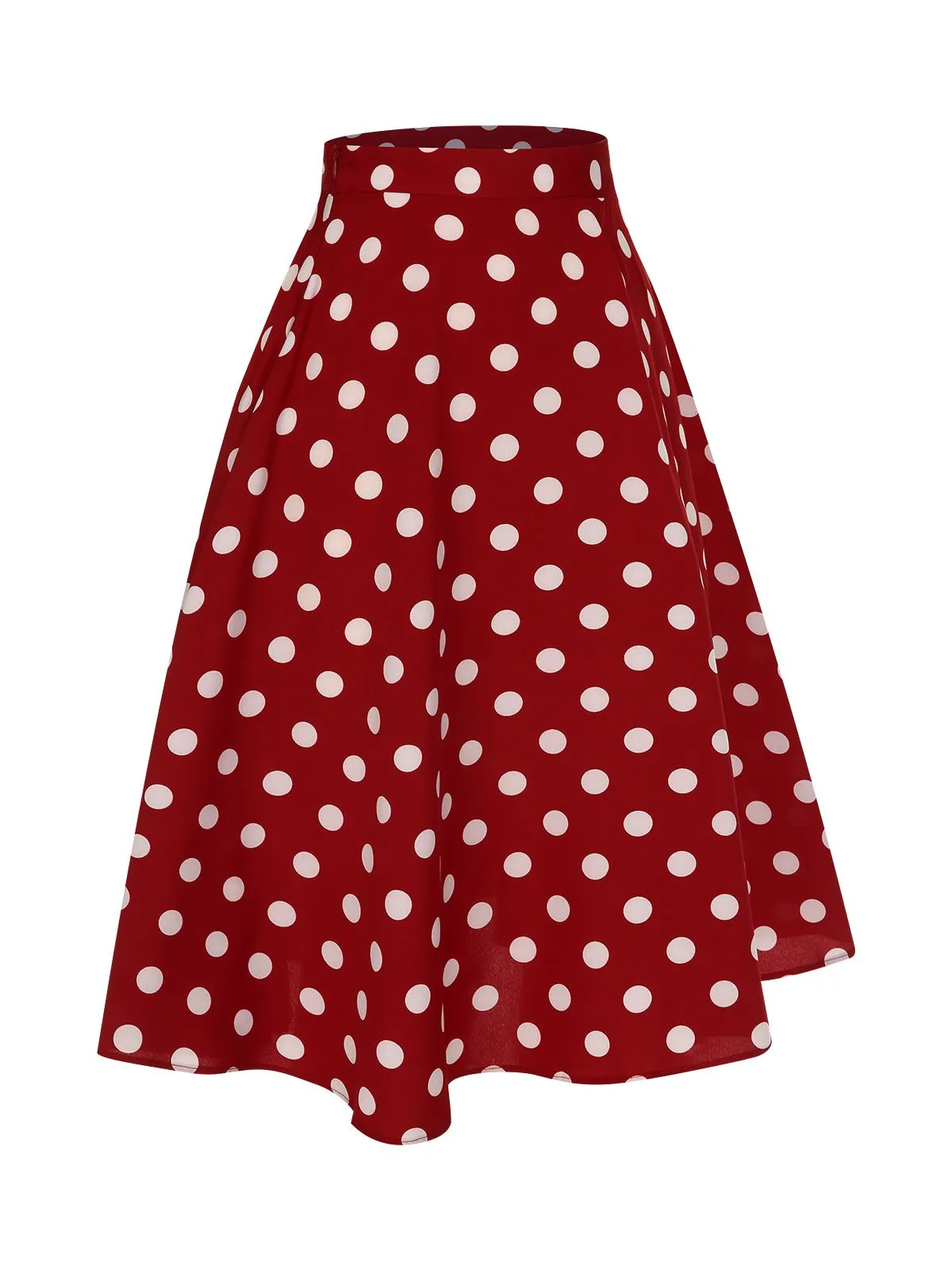 Red 1950s Polka Dot Swing Skirt sold by Retro Stage product image thumbnail 3