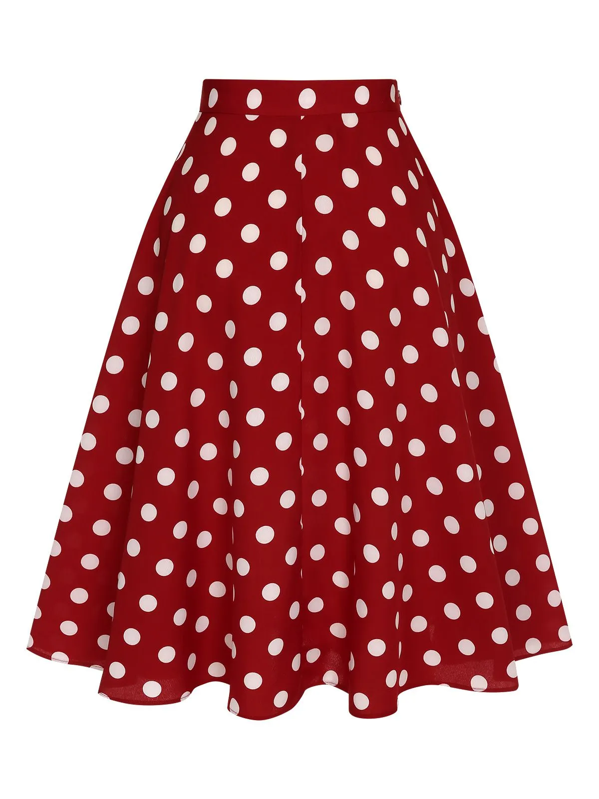 Red 1950s Polka Dot Swing Skirt sold by Retro Stage product image thumbnail 4