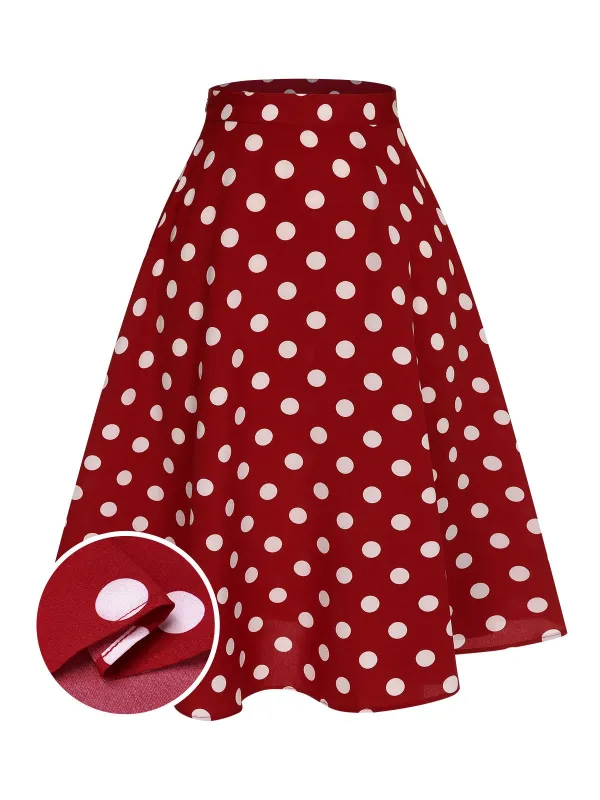 Red 1950s Polka Dot Swing Skirt sold by Retro Stage