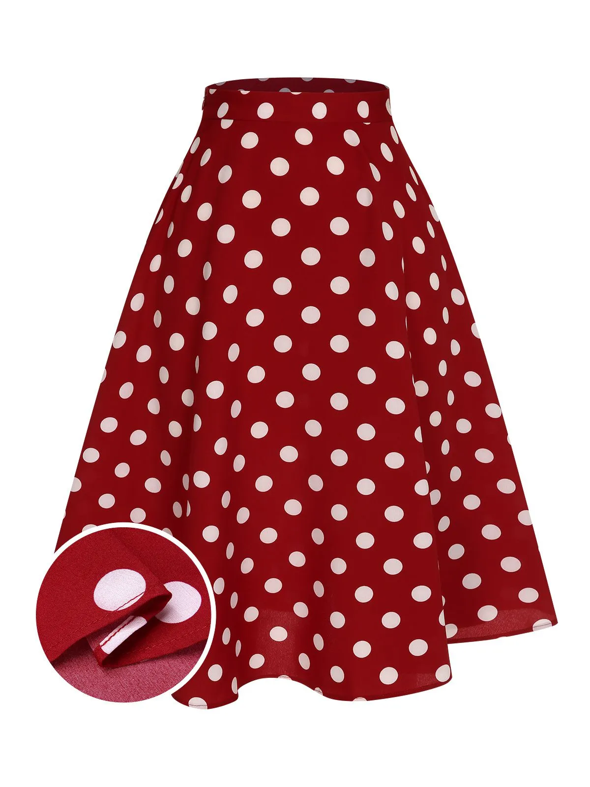 Red 1950s Polka Dot Swing Skirt sold by Retro Stage