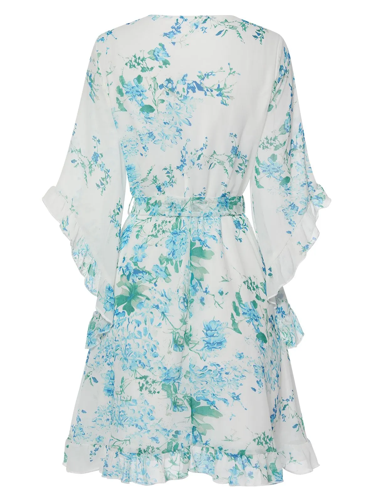 White 1960s Floral Chiffon V-Neck Dress sold by Retro Stage product image thumbnail 3