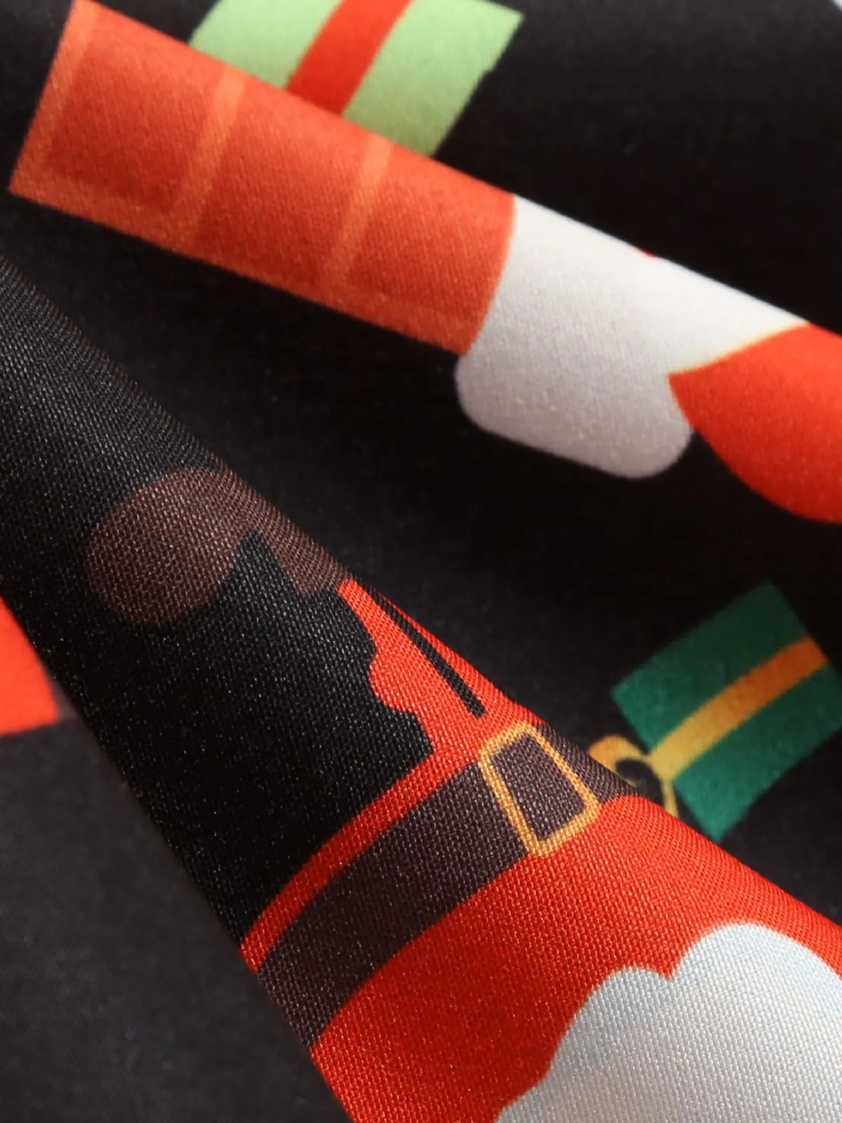 Black 1950s Christmas V-Neck Santa Claus Dress sold by Retro Stage product image thumbnail 4