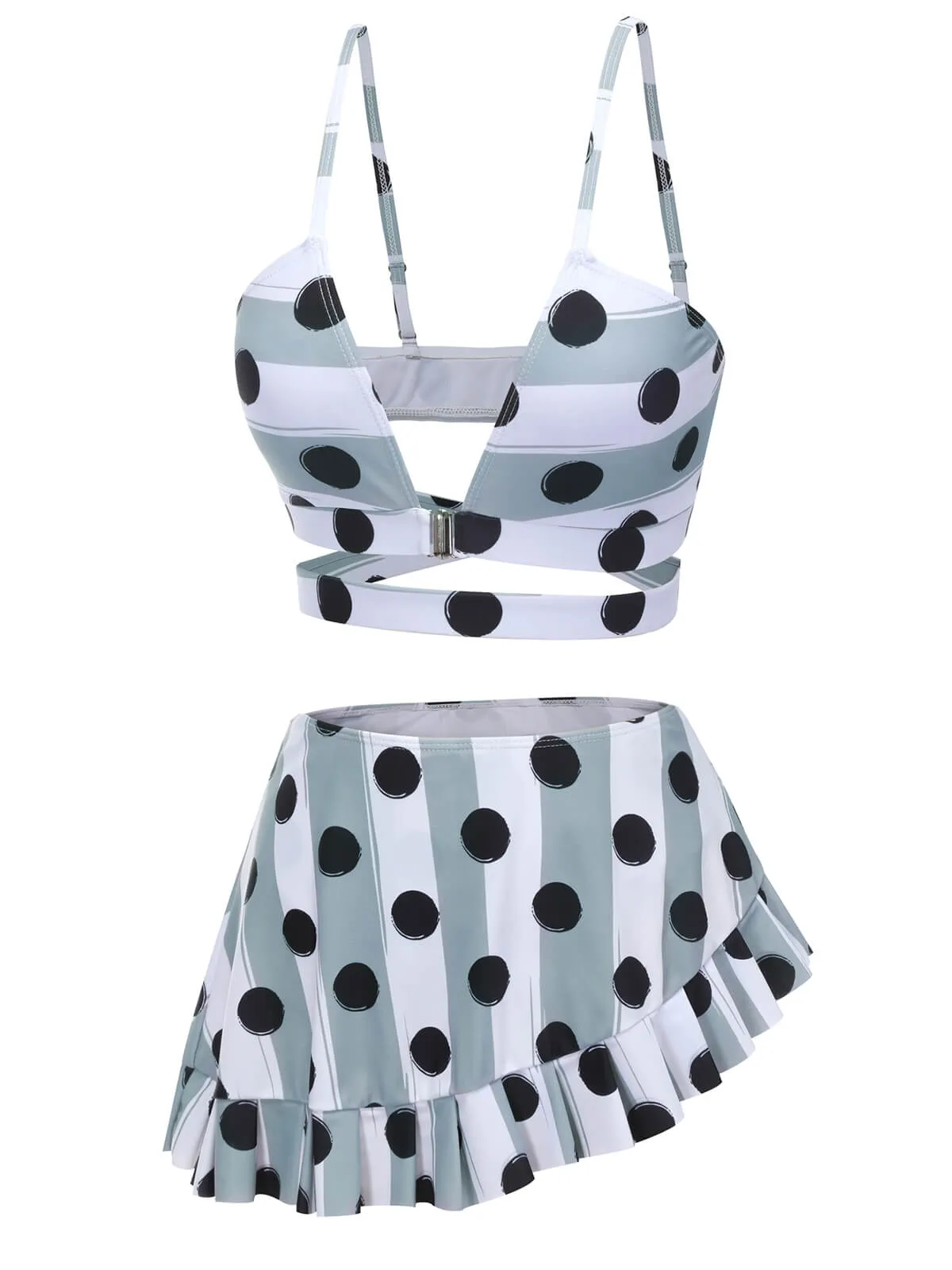 Multi 1940s Striped Polka Dots Strap Swimsuit sold by Retro Stage product image thumbnail 4