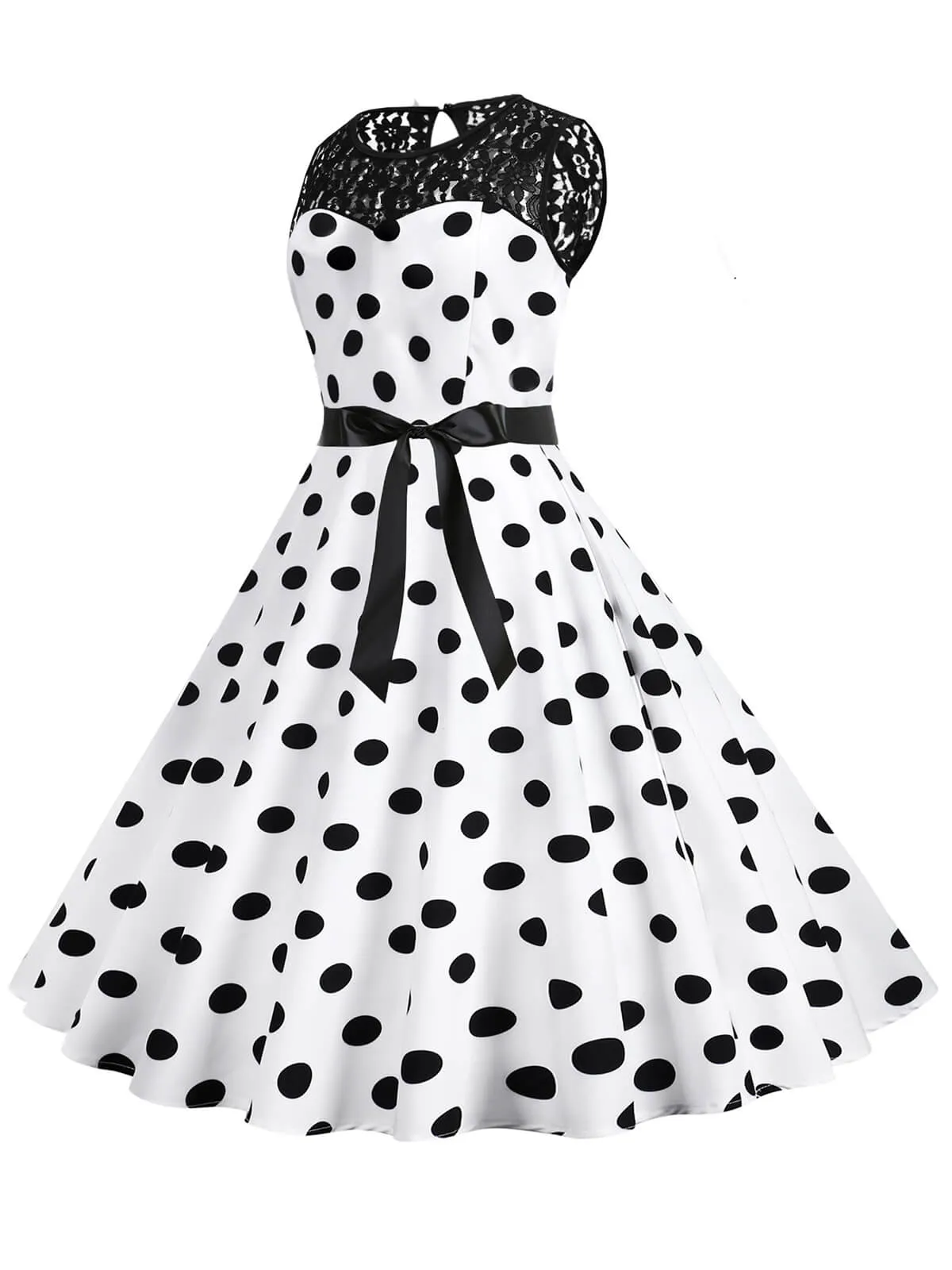 1950s Polka Dot Lace Patchwork Dress sold by Retro Stage product image thumbnail 2