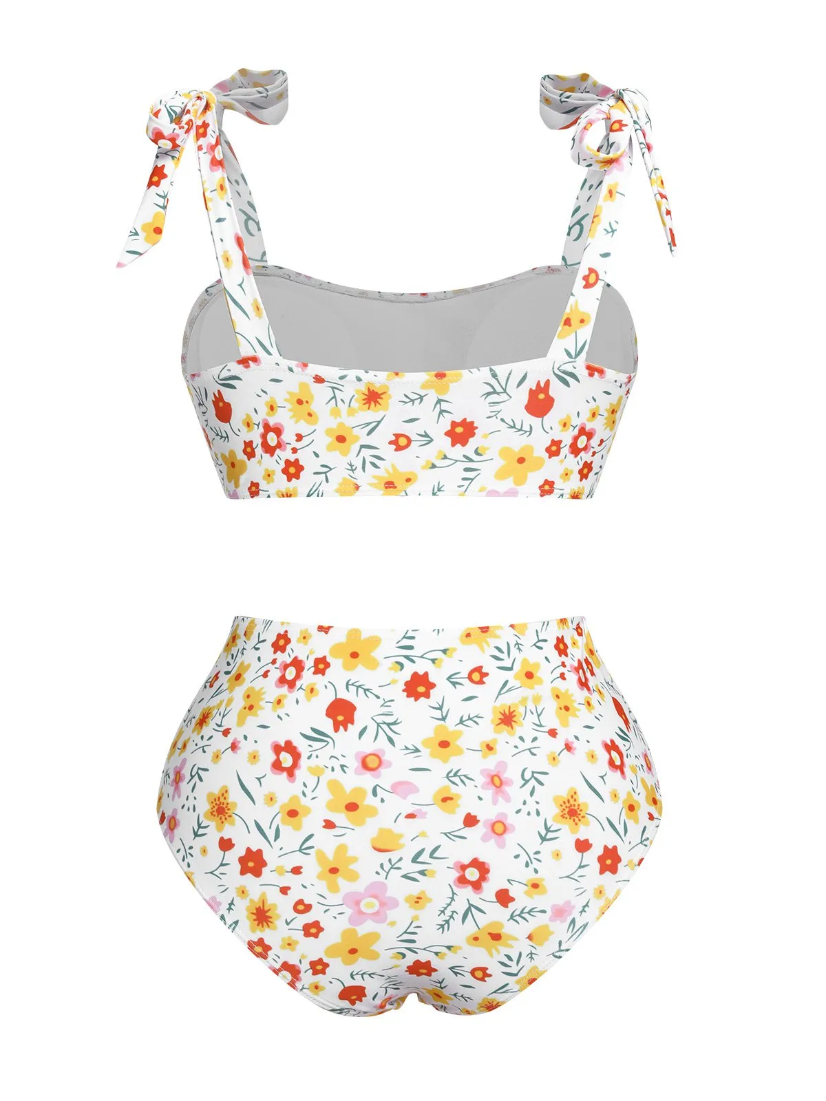 White 1930s Shoulder Straps Ditsy Florals Swimsuit sold by Retro Stage product image thumbnail 3