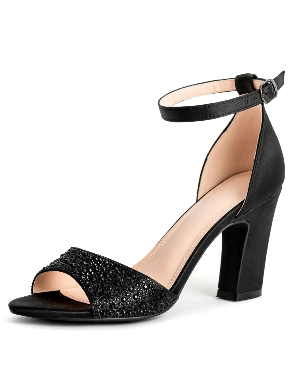 Rhinestone Solid Ankle Strap High Heel Sandals sold by Retro Stage product image thumbnail 2