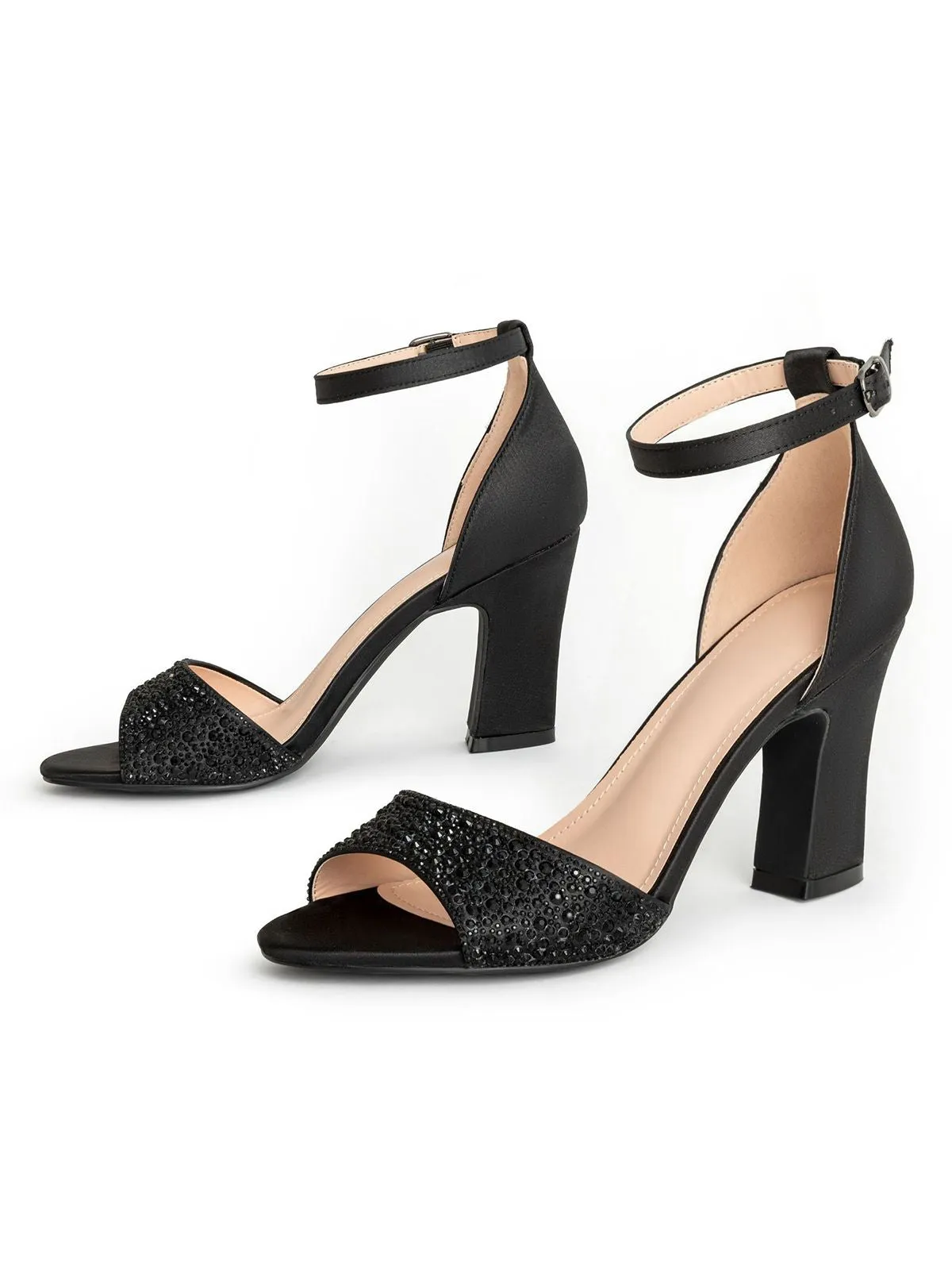 Rhinestone Solid Ankle Strap High Heel Sandals sold by Retro Stage