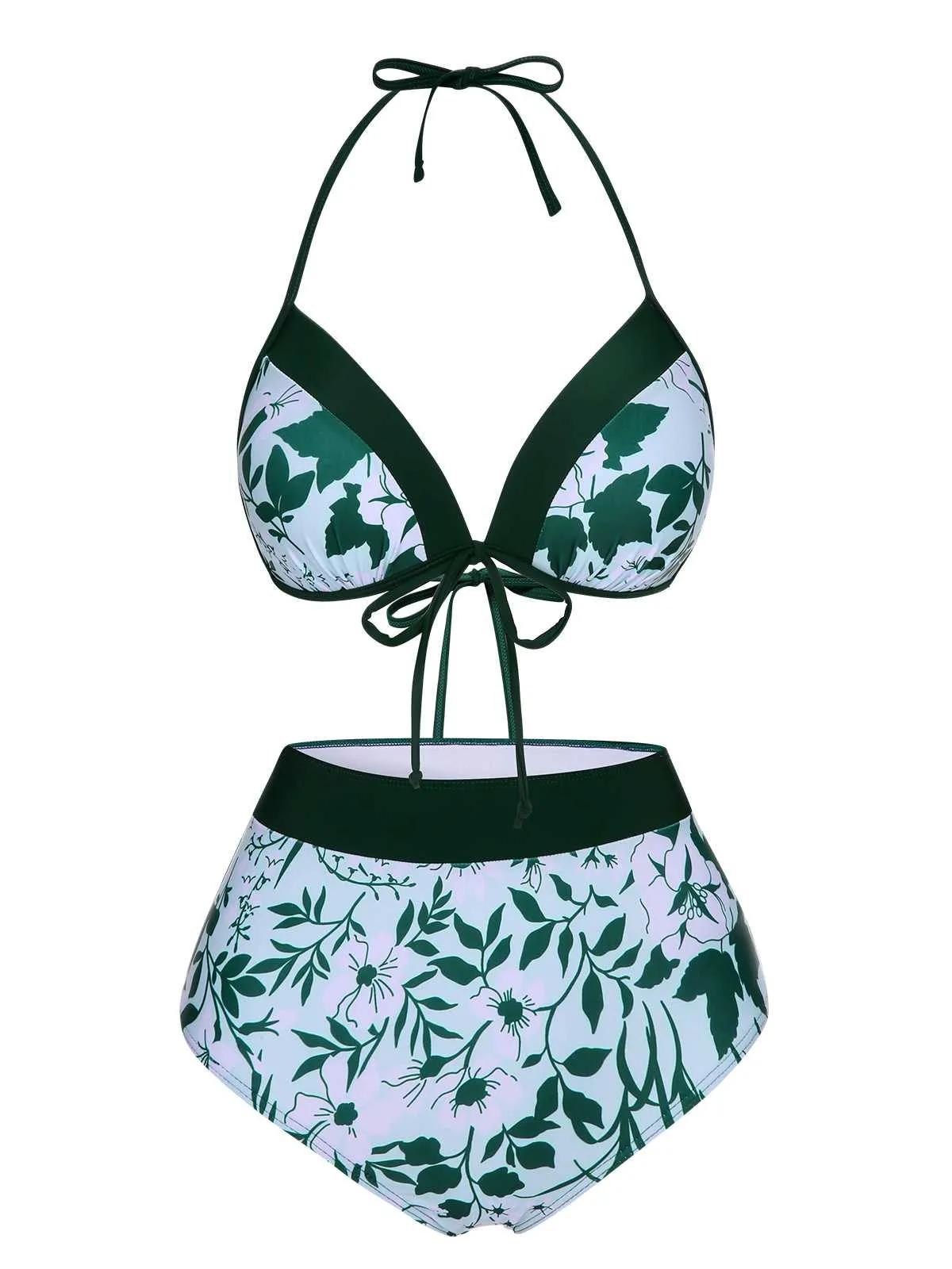 Green 1950s Halter Plants Print Swimsuit & Cover-Up sold by Retro Stage product image thumbnail 5