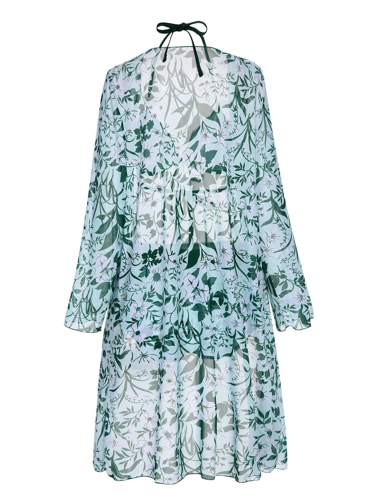 Green 1950s Halter Plants Print Swimsuit & Cover-Up sold by Retro Stage product image thumbnail 3