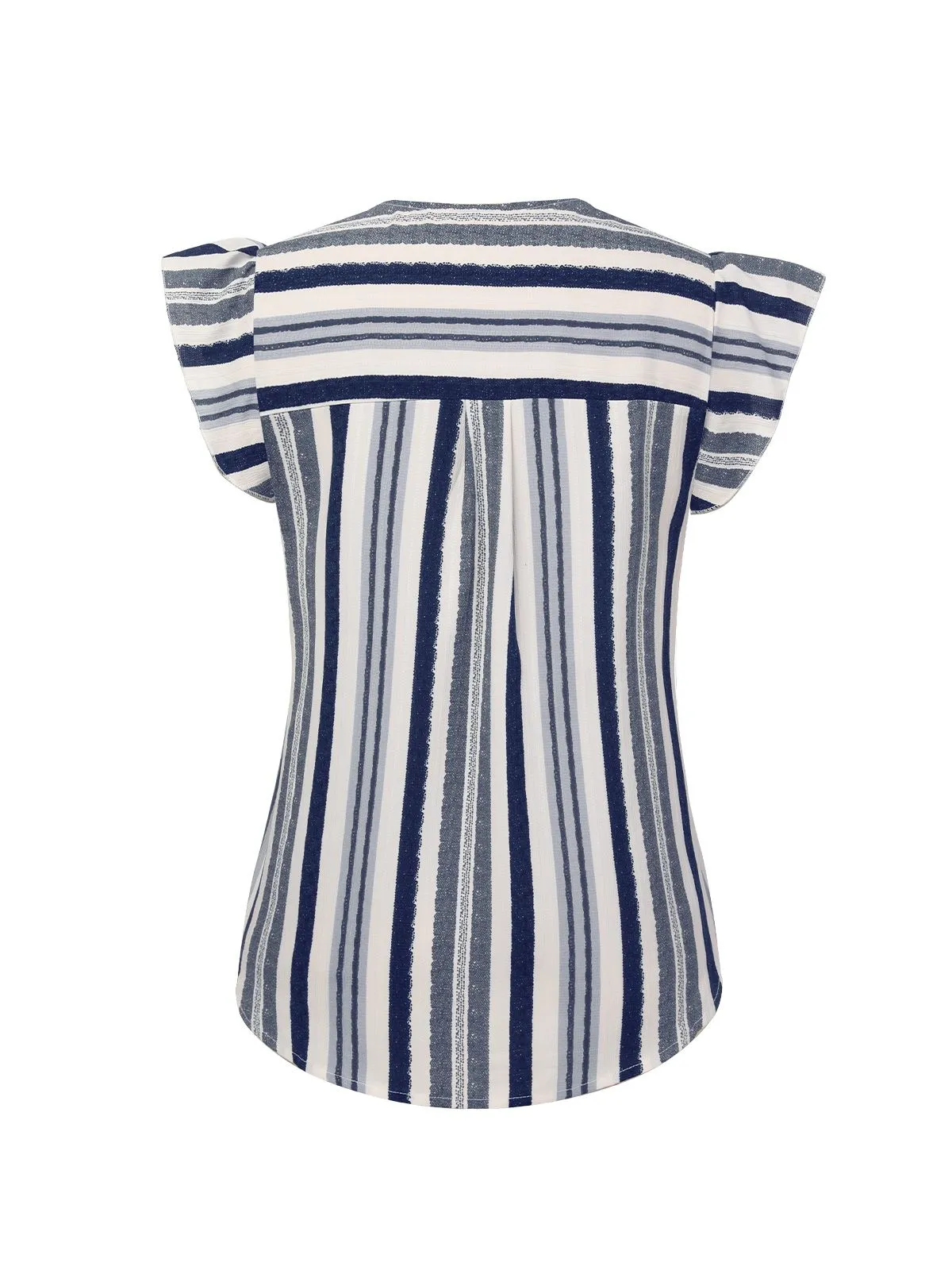Multicolor 1940s Striped Ruffles V-Neck Cap Blouse sold by Retro Stage product image thumbnail 3