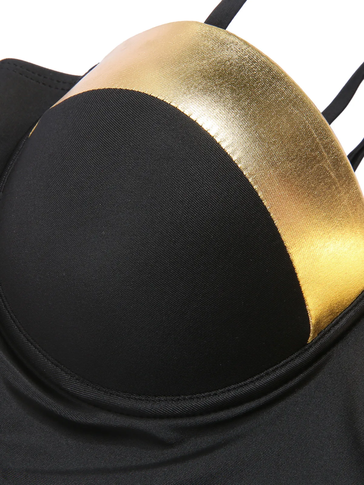 Black 1970s Spaghetti Strap Hollow One-Piece Swimsuit sold by Retro Stage product image thumbnail 4