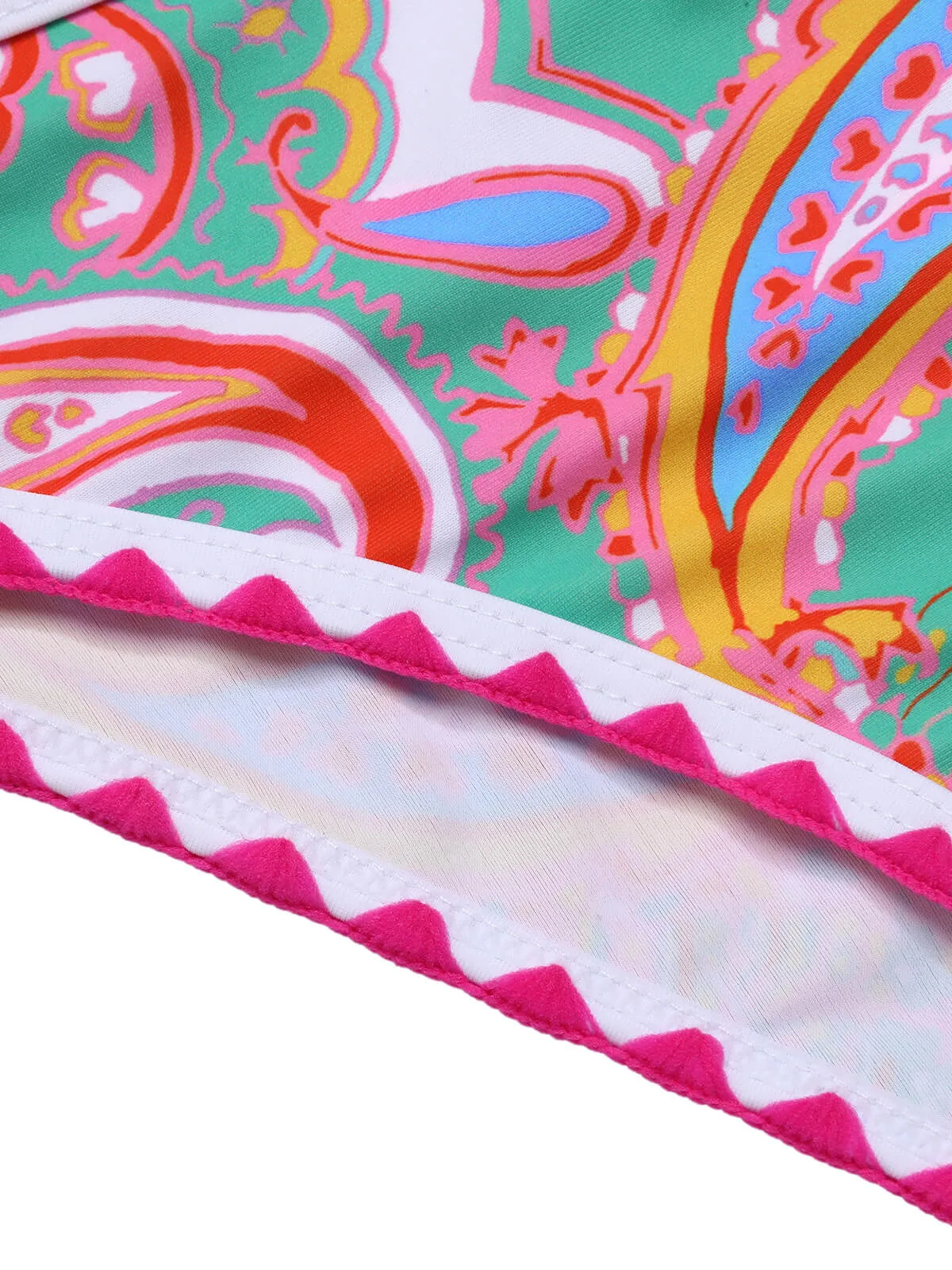 Green 1970s Hippie Print Bandeau Bikini sold by Retro Stage product image thumbnail 4