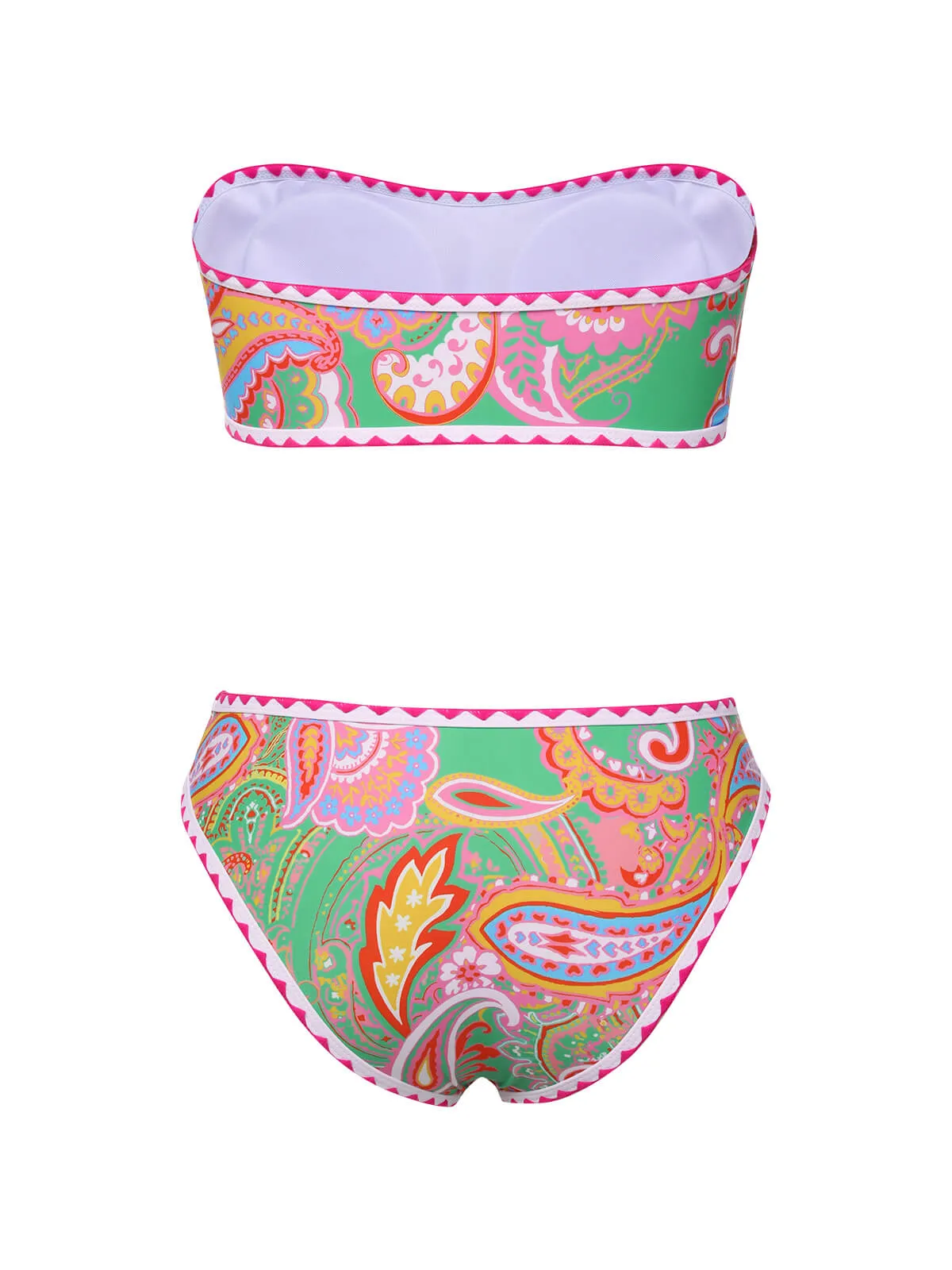 Green 1970s Hippie Print Bandeau Bikini sold by Retro Stage product image thumbnail 3