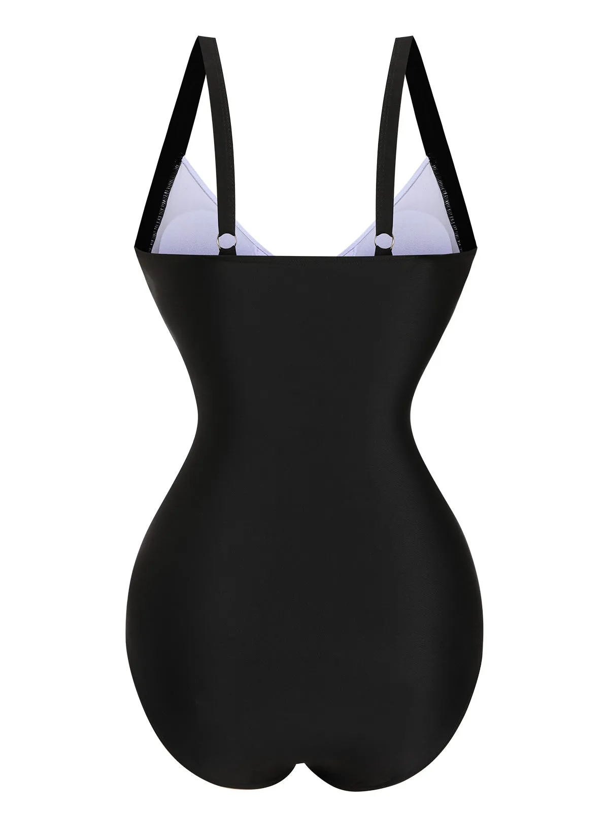 Black 1930s Wide-Straps Flowers Swimsuit sold by Retro Stage product image thumbnail 3
