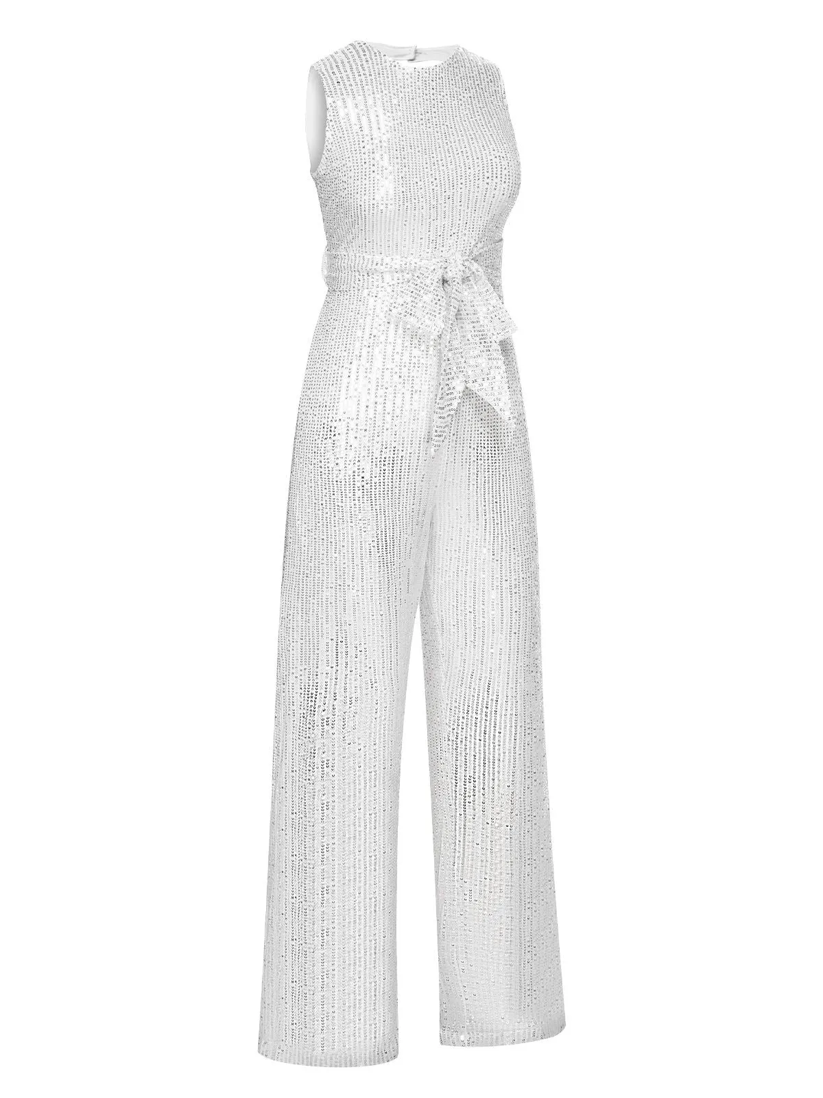Silver 1930s Solid Sequined Backless Jumpsuit sold by Retro Stage product image thumbnail 2