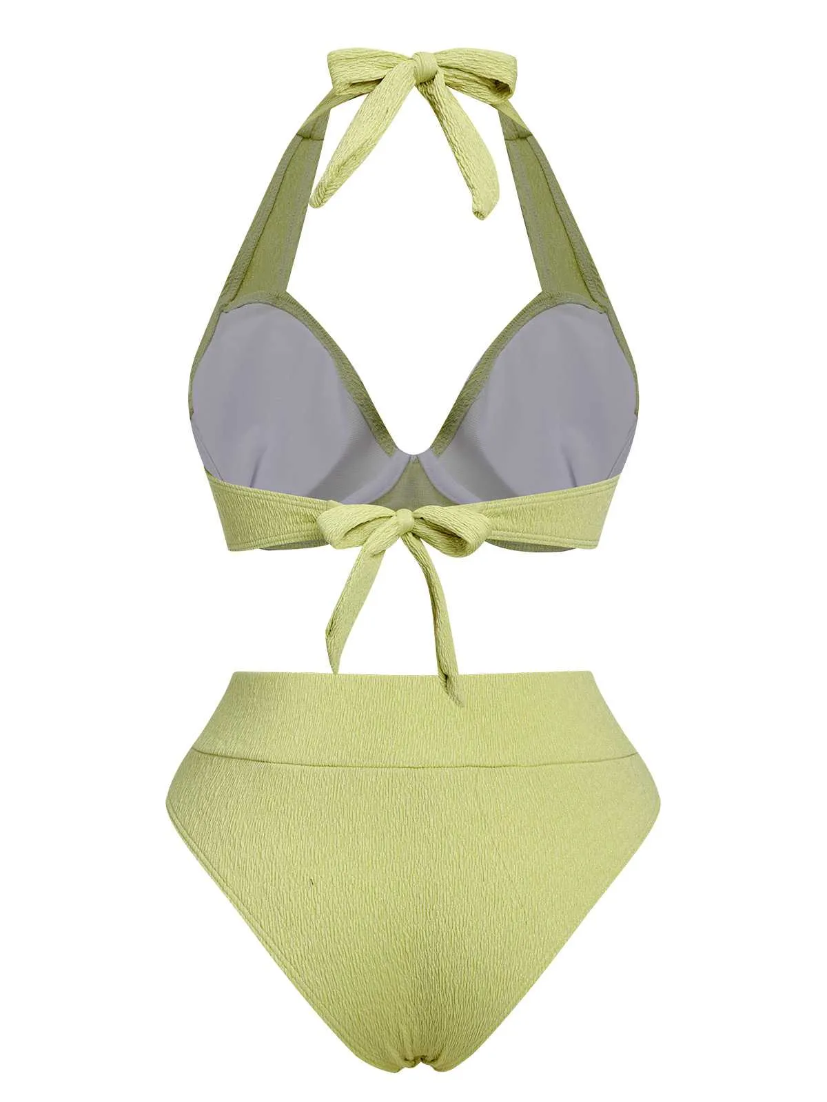 Green 1960s Halter High-Waist Swimsuit sold by Retro Stage product image thumbnail 3