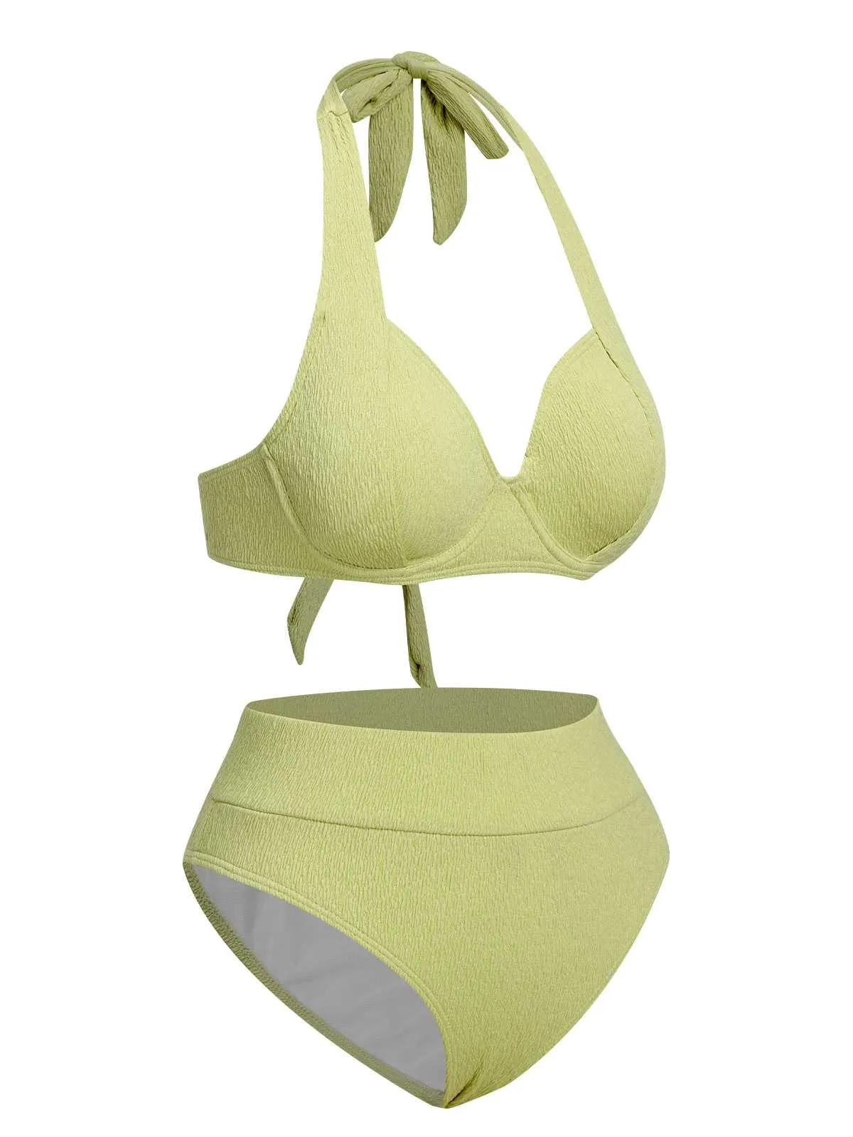 Green 1960s Halter High-Waist Swimsuit sold by Retro Stage product image thumbnail 2