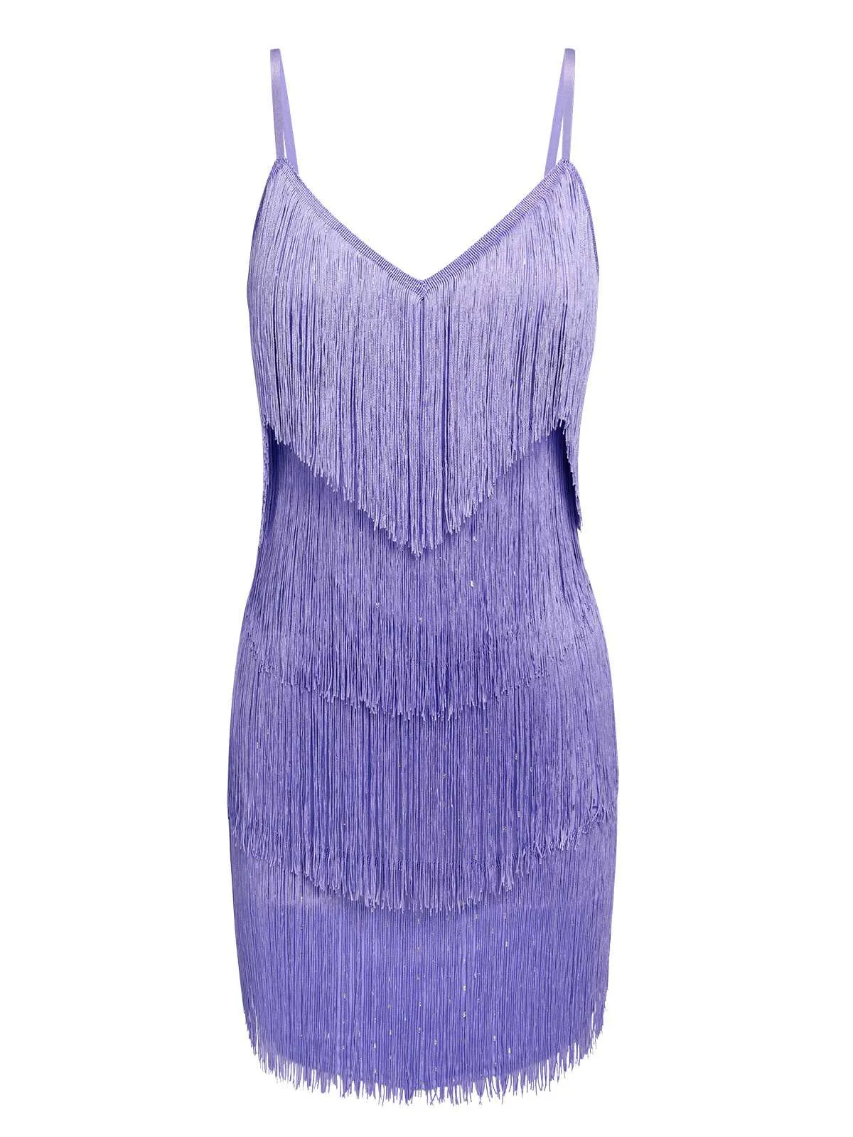 Purple 1960s Spaghetti Strap Fringe Dress sold by Retro Stage