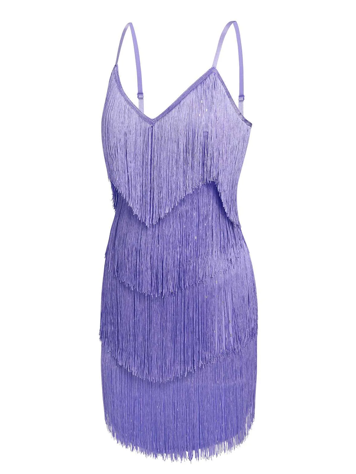 Purple 1960s Spaghetti Strap Fringe Dress sold by Retro Stage product image thumbnail 2