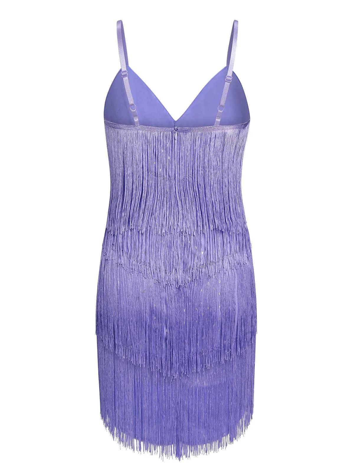 Purple 1960s Spaghetti Strap Fringe Dress sold by Retro Stage product image thumbnail 3