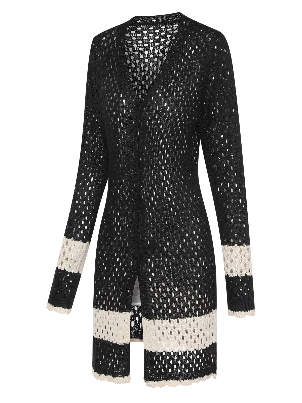 Black 1950s Solid Boho Style Hollow Cover Up sold by Retro Stage product image thumbnail 3