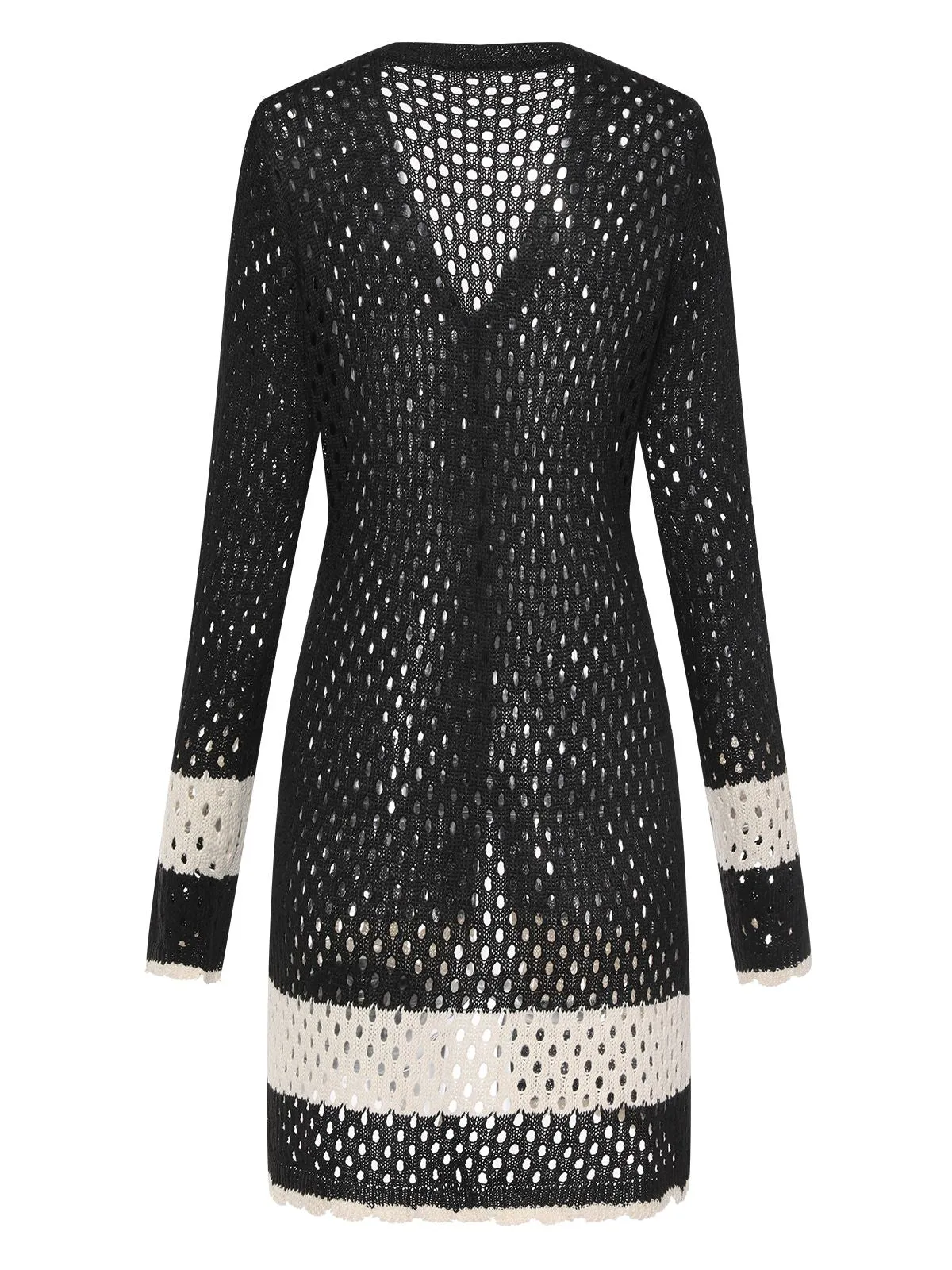 Black 1950s Solid Boho Style Hollow Cover Up sold by Retro Stage product image thumbnail 2