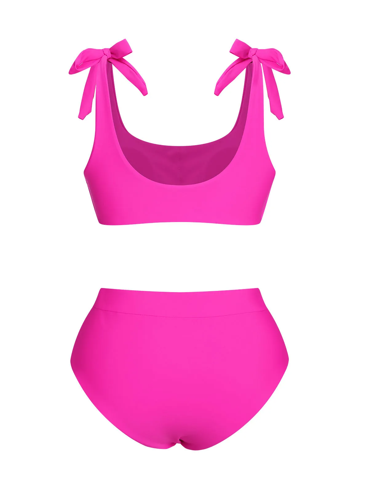 Pink 1950s Solid Shoulder Tie BIkini Set sold by Retro Stage product image thumbnail 3