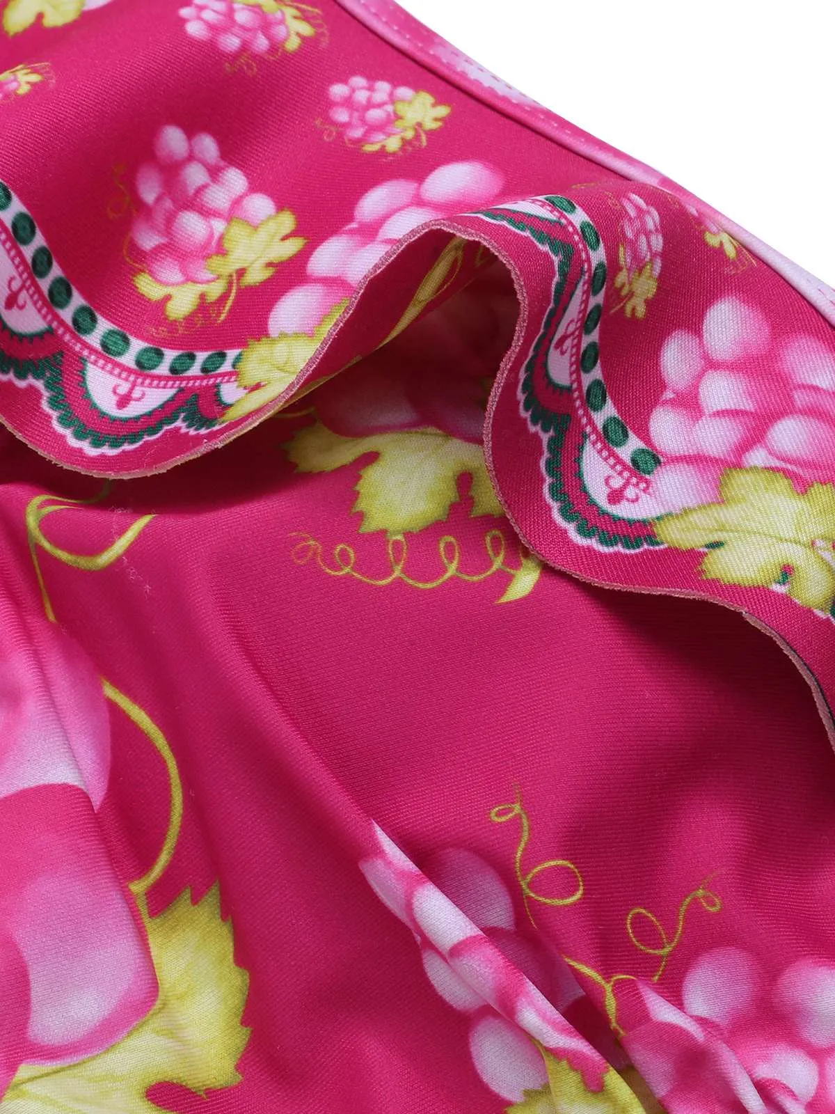 Retro 1950s Grape V-Neck Ruffle Sleeves Swimsuit sold by Retro Stage product image thumbnail 4