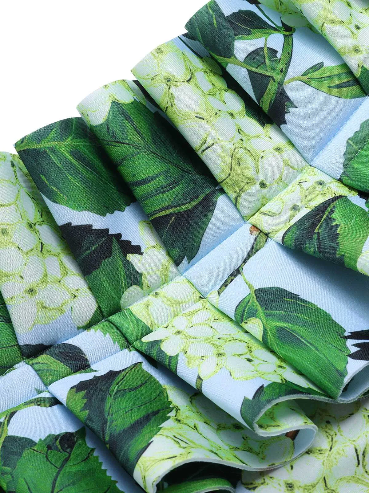 Green 1950s Hydrangea Floral Cold-Shoulder Swimsuit sold by Retro Stage product image thumbnail 4