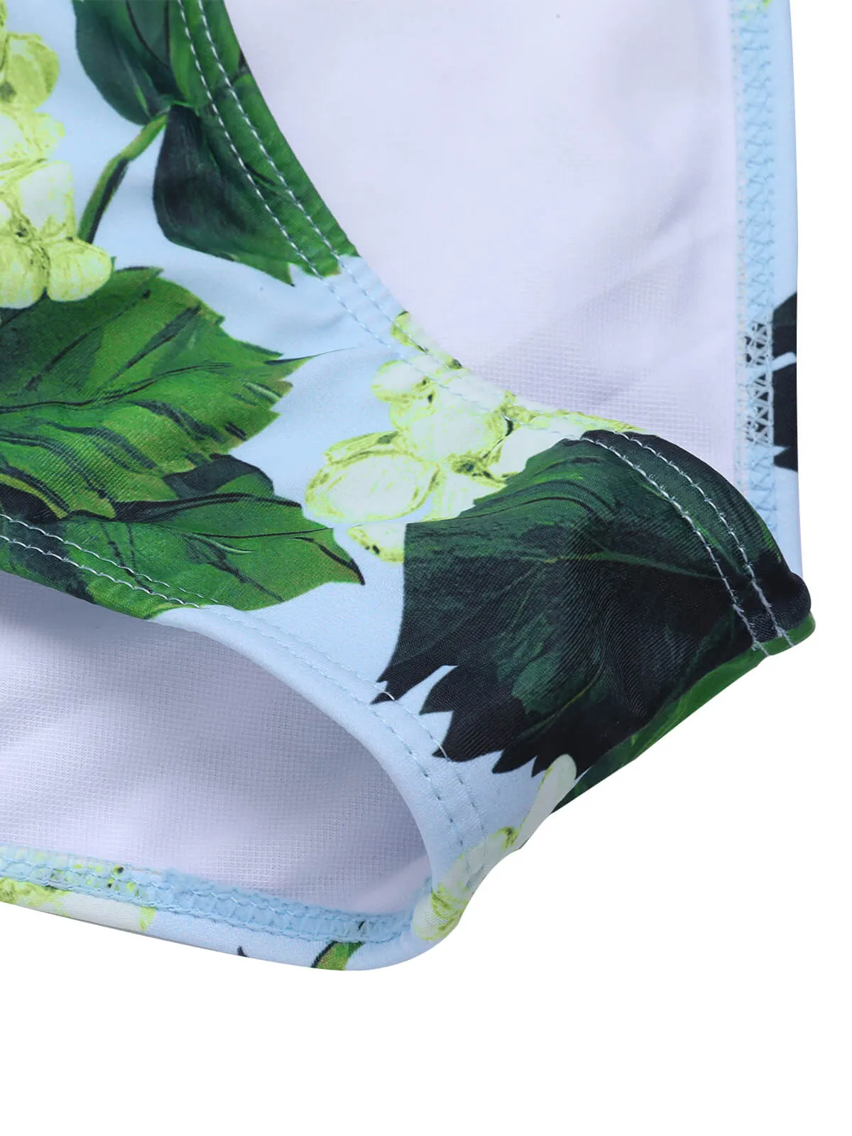 Green 1950s Hydrangea Floral Cold-Shoulder Swimsuit sold by Retro Stage product image thumbnail 5