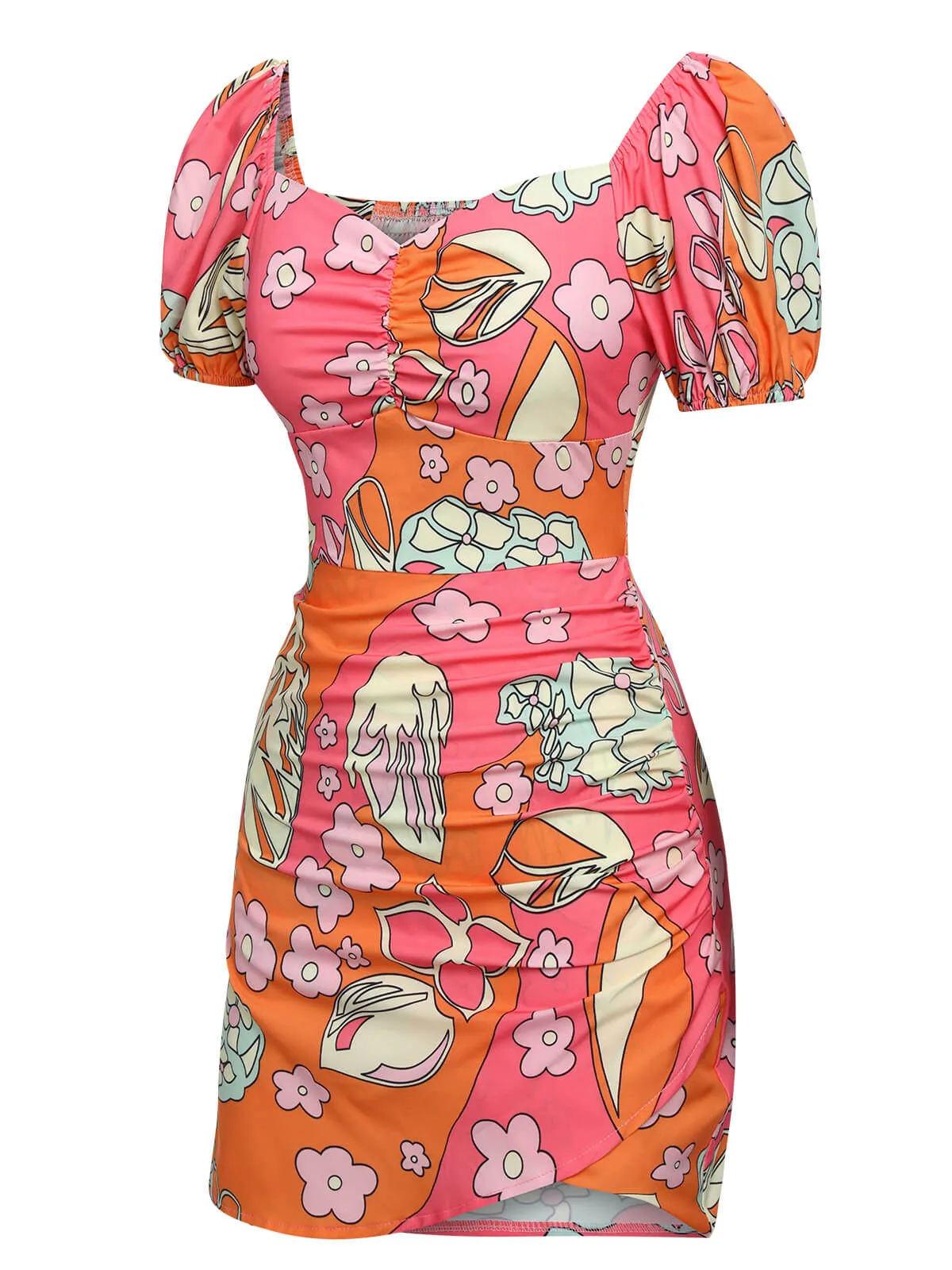 Multicolor 1960s Cartoon Floral Tulip Hem Dress sold by Retro Stage product image thumbnail 2