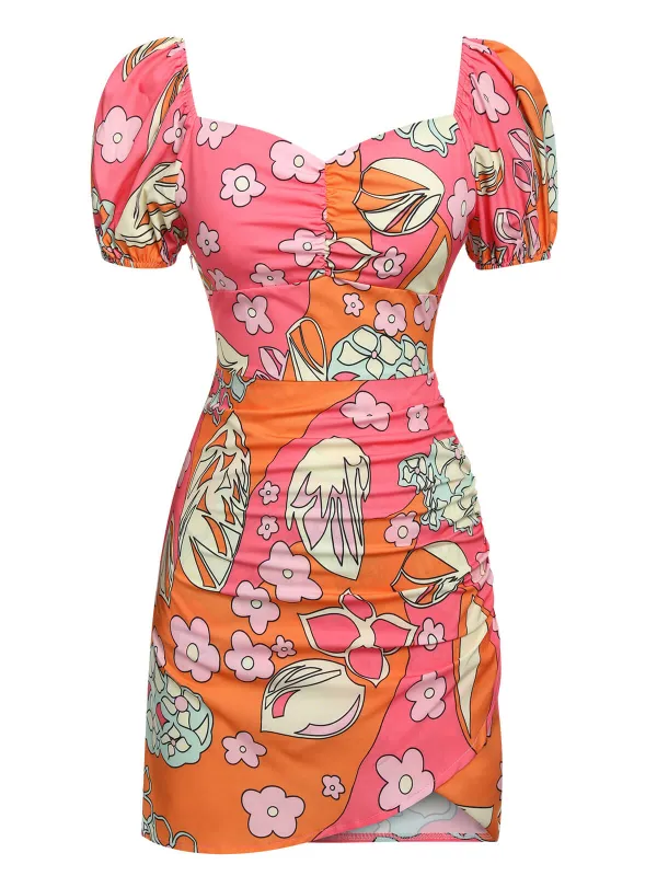 Multicolor 1960s Cartoon Floral Tulip Hem Dress sold by Retro Stage