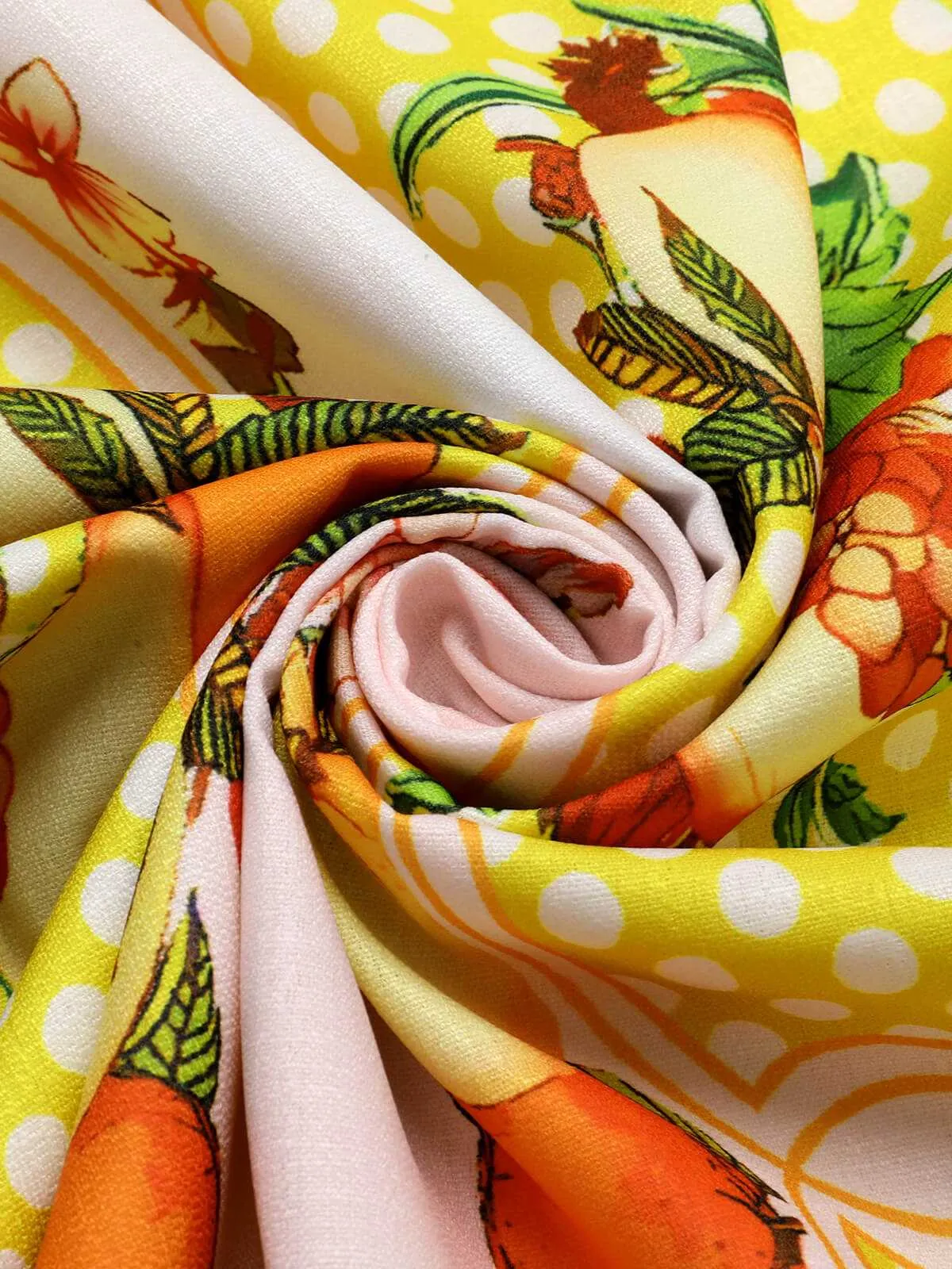 Multicolor 1940s Lemonis Print Midi Dress sold by Retro Stage product image thumbnail 4