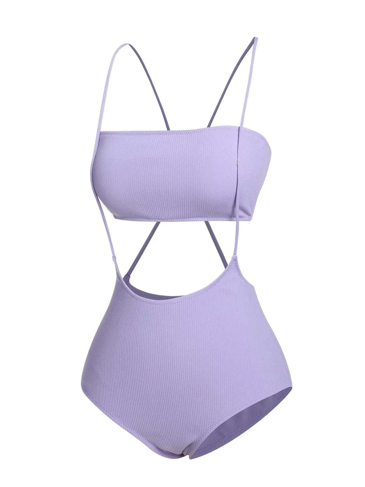 Purple 1950s Spaghetti Strap Bandeau Swimsuit sold by Retro Stage product image thumbnail 2
