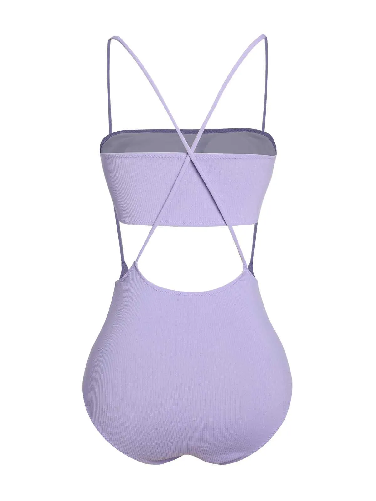 Purple 1950s Spaghetti Strap Bandeau Swimsuit sold by Retro Stage product image thumbnail 3