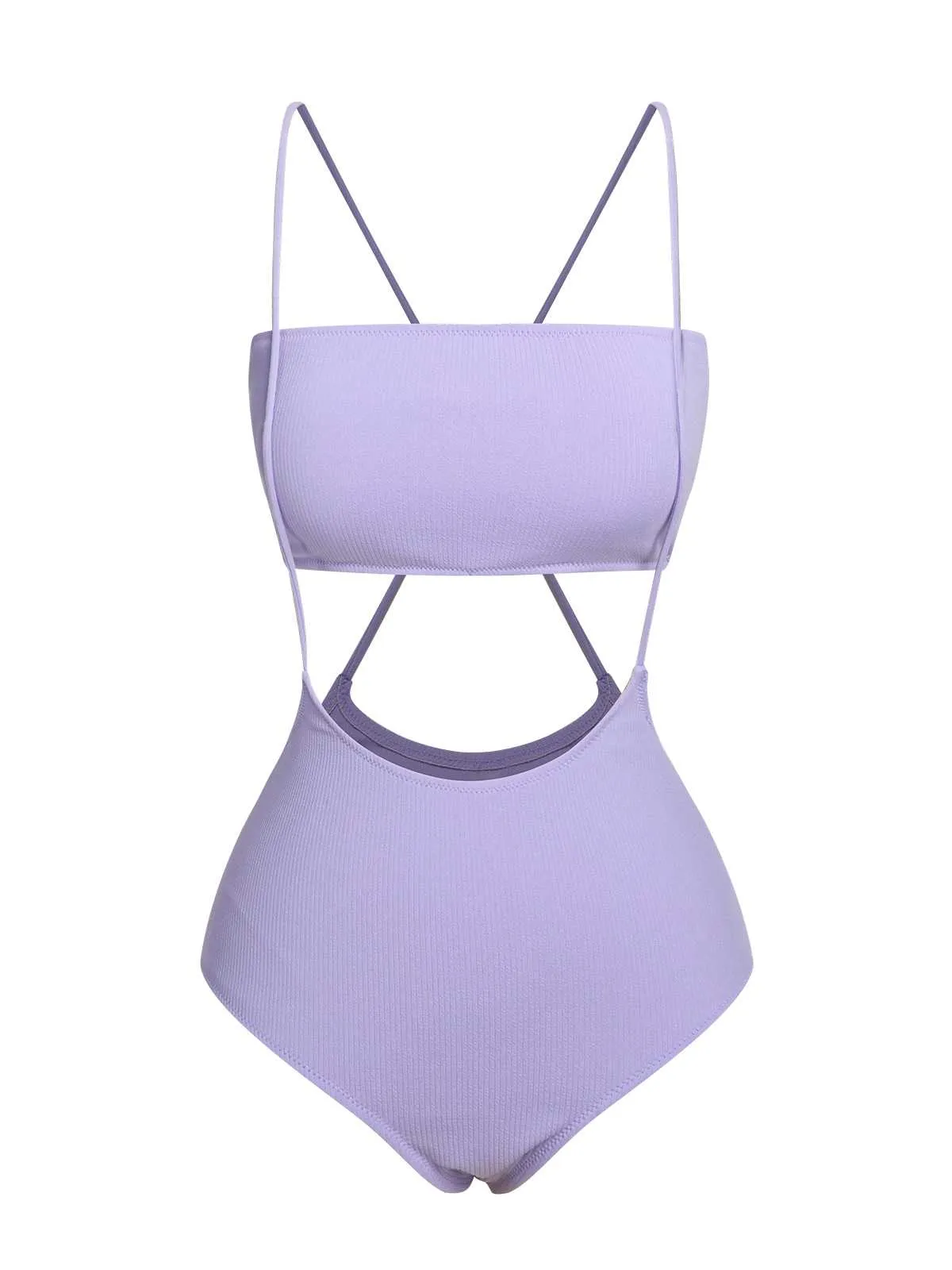 Purple 1950s Spaghetti Strap Bandeau Swimsuit sold by Retro Stage