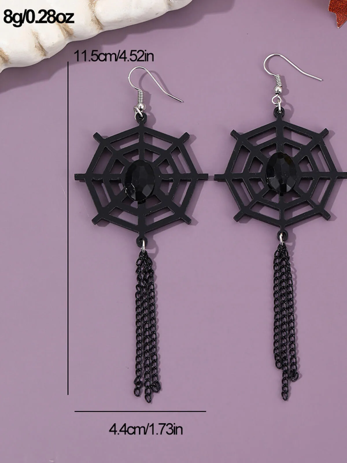 Vintage Black Spider Web Dangle Earrings sold by Retro Stage product image thumbnail 5