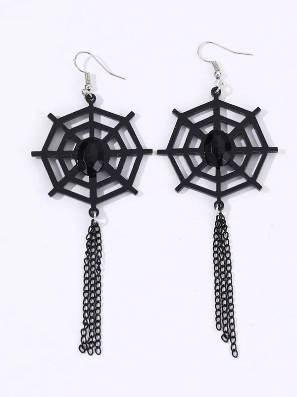 Vintage Black Spider Web Dangle Earrings sold by Retro Stage
