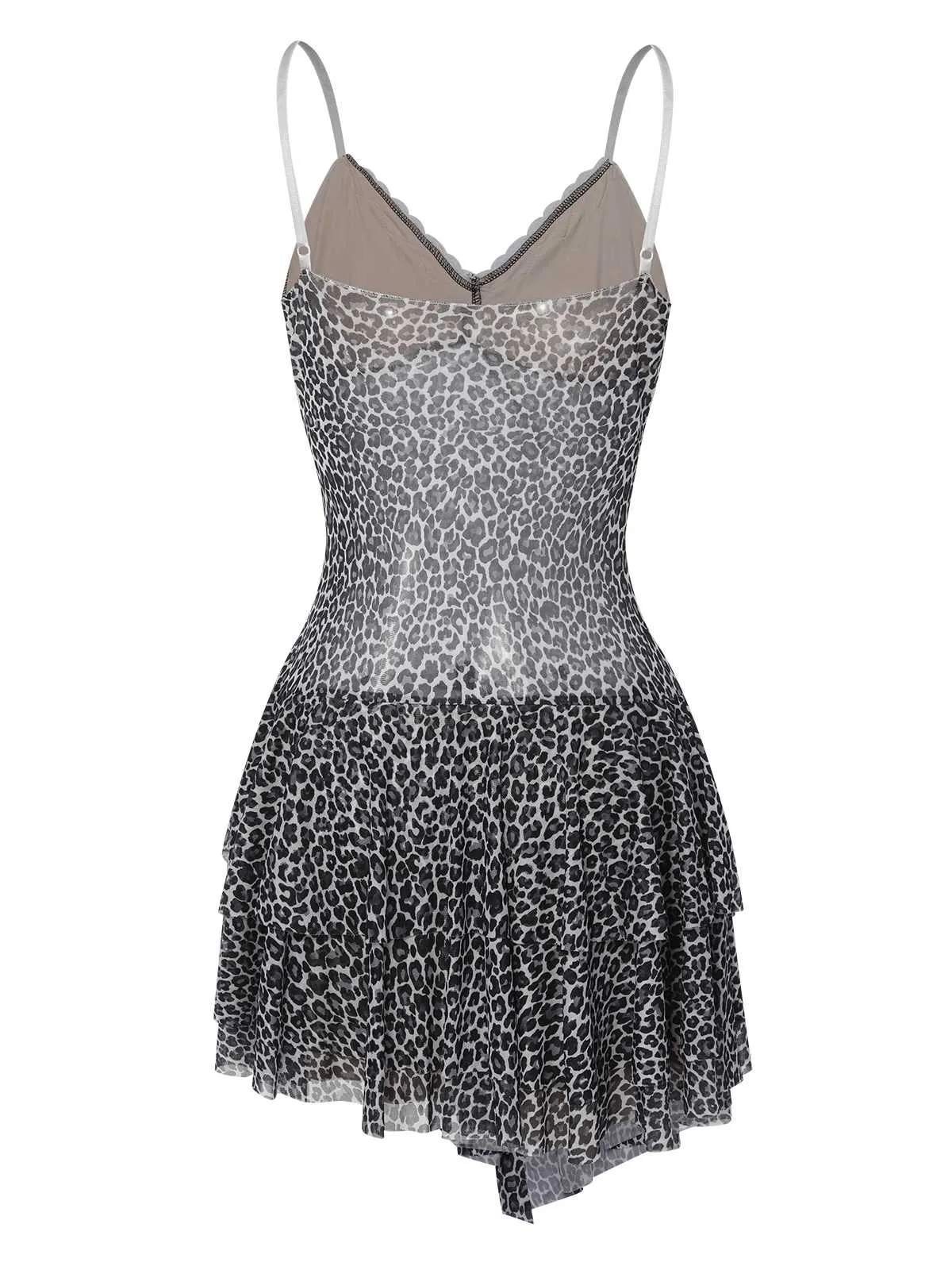 Dark Gray 1960s Spaghetti Strap Lace Leopard Dress sold by Retro Stage product image thumbnail 3