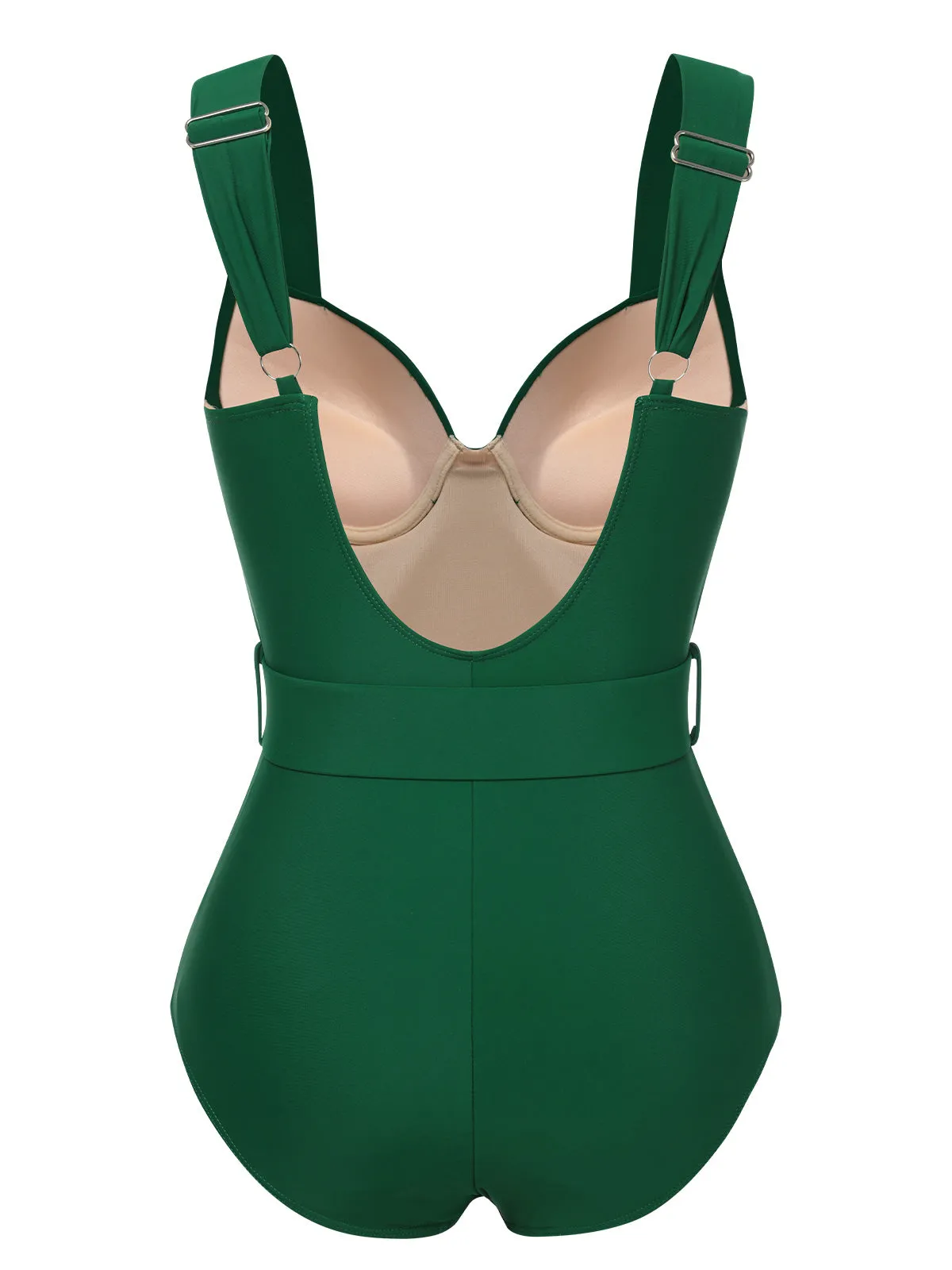 Green 1930s Solid Belt Backless Swimsuit sold by Retro Stage product image thumbnail 3