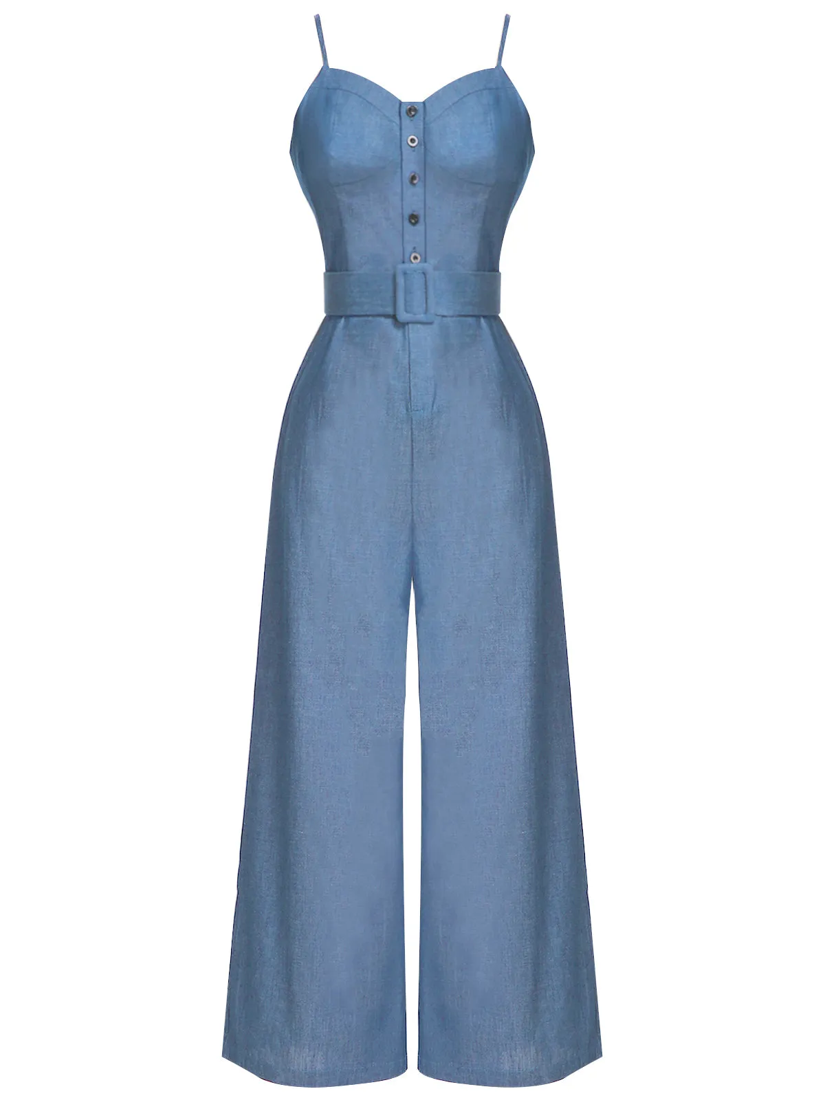 Blue 1930s Cowboy Solid Strap Jumpsuit sold by Retro Stage product image thumbnail 2
