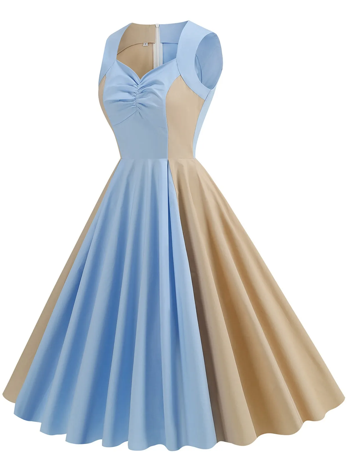 1950s Solid Sweetheart Neck Patchwork Dress sold by Retro Stage product image thumbnail 5