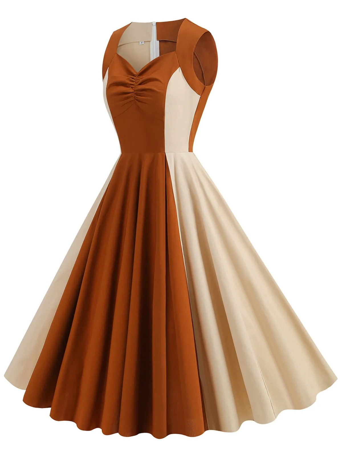 1950s Solid Sweetheart Neck Patchwork Dress sold by Retro Stage product image thumbnail 3