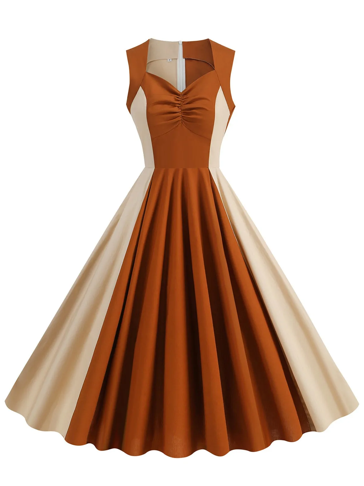 1950s Solid Sweetheart Neck Patchwork Dress sold by Retro Stage