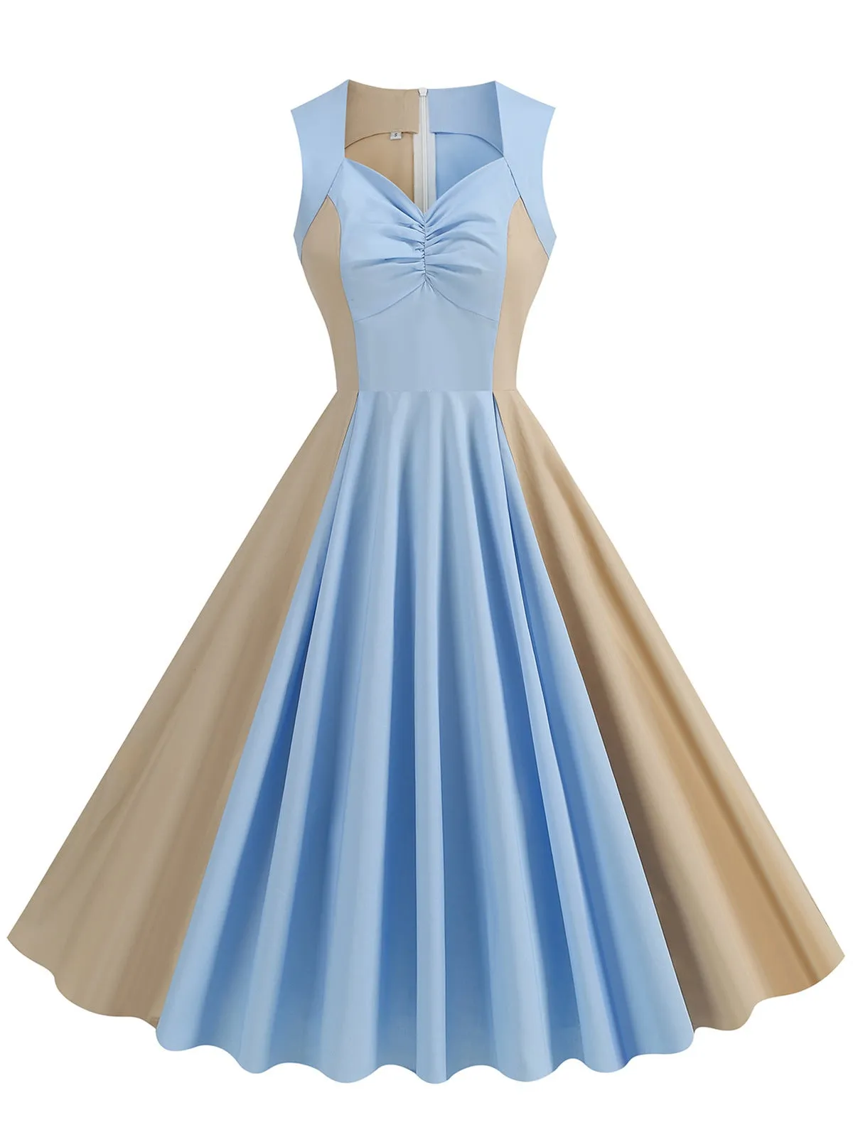 1950s Solid Sweetheart Neck Patchwork Dress sold by Retro Stage product image thumbnail 4