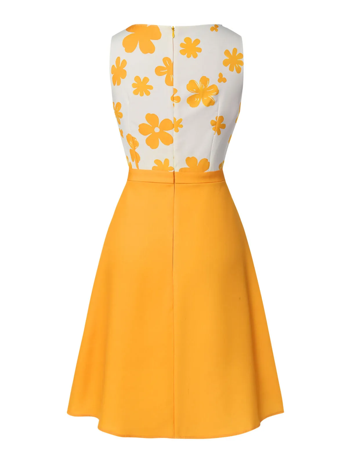 Yellow 1960s Floral Bow Sleeveless Dress sold by Retro Stage product image thumbnail 3