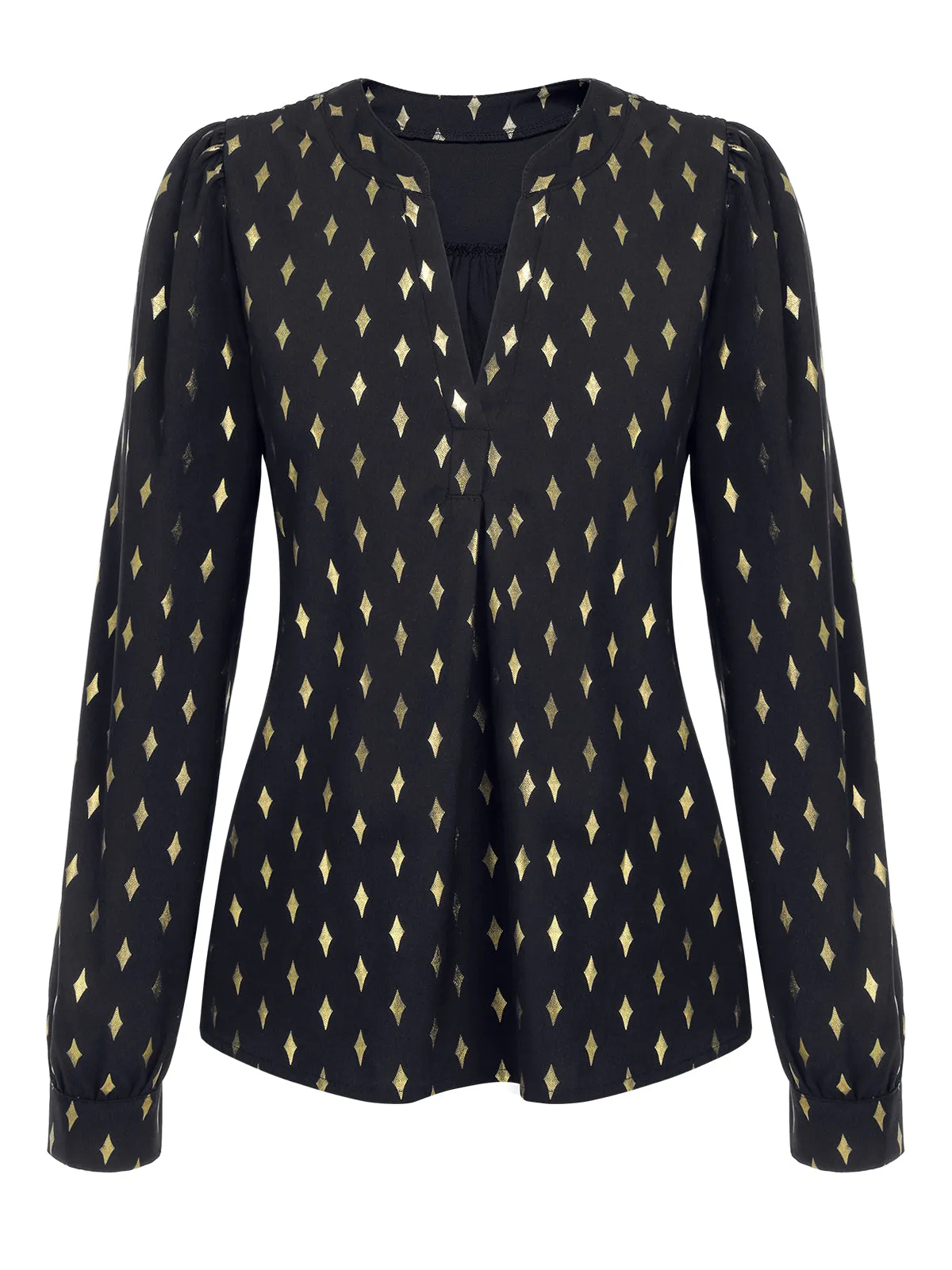 1940s Foil Stamping Stars V-Neck Blouse sold by Retro Stage product image thumbnail 2