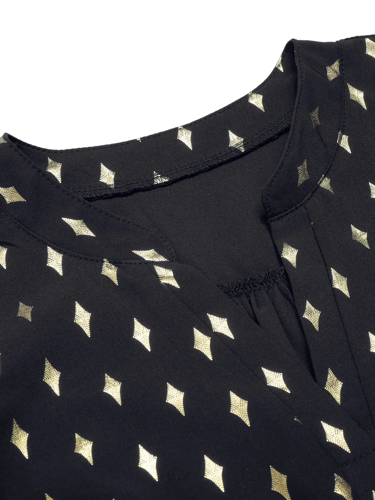 1940s Foil Stamping Stars V-Neck Blouse sold by Retro Stage product image thumbnail 5