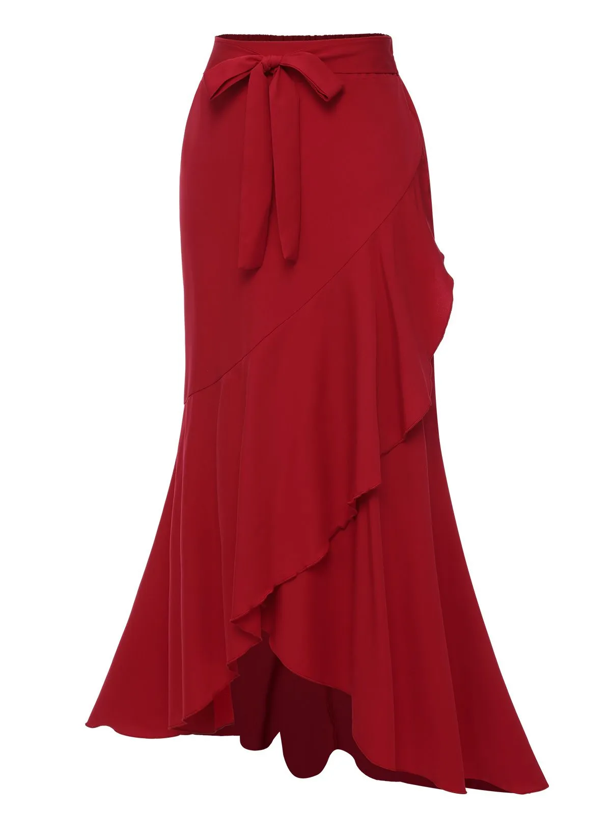 1960s Solid Tie-Up Mermaid Long Skirt sold by Retro Stage product image thumbnail 2