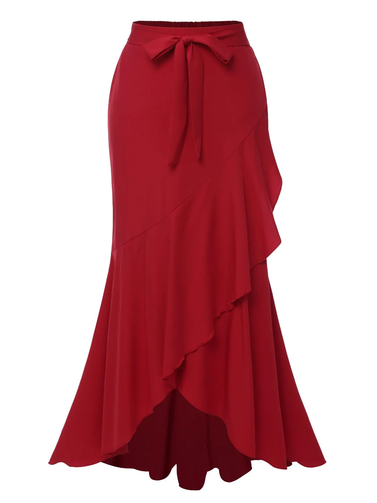 1960s Solid Tie-Up Mermaid Long Skirt sold by Retro Stage